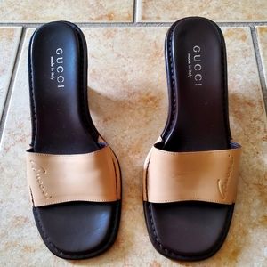 Gucci Women's Mid-heel Brown Slide Sandal Sz 5.5